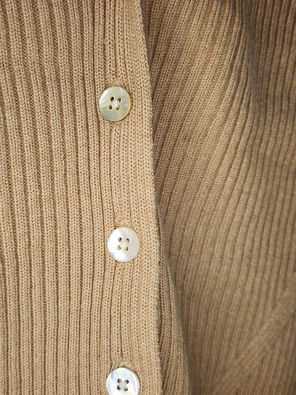 Dynamite Tan Ribbed V-Neck Button Cardigan - Picture 9 of 10